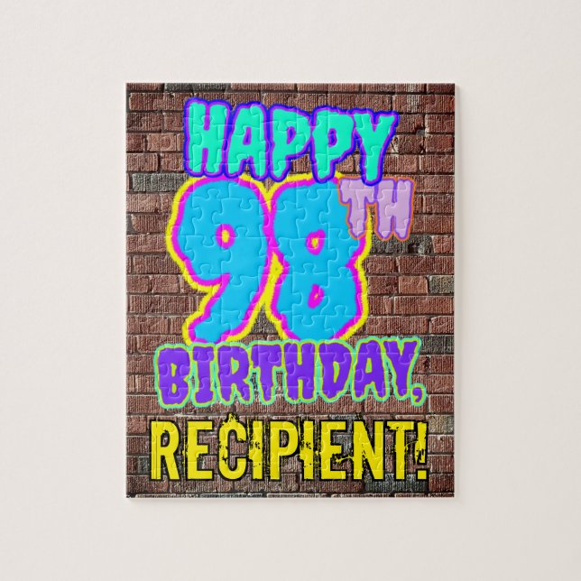 98th Birthday ~ Fun, Urban Graffiti Inspired Look Jigsaw Puzzle (Vertical)