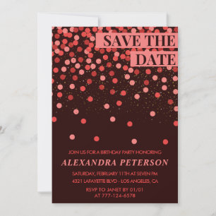 98th birthday invitations Save the date Confetti
