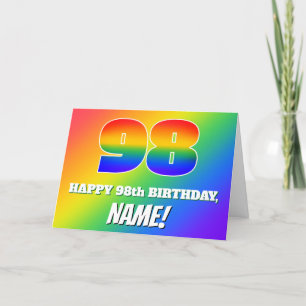98th Birthday: Multicolored Rainbow Pattern # 98 Card
