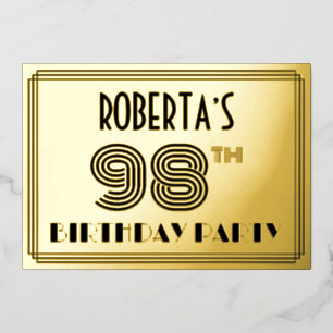 98th Birthday Party — Art Deco Style “98” & Name