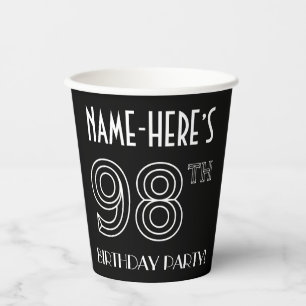 98th Birthday Party: Art Deco Style + Custom Name Paper Cups