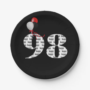 98th birthday party balloons paper plate