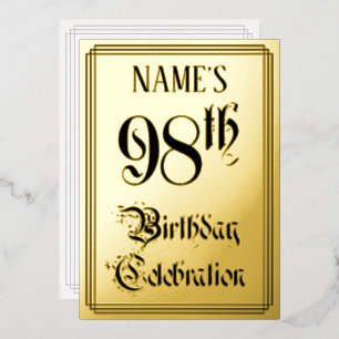 98th Birthday Party — Elegant Script + Custom Name