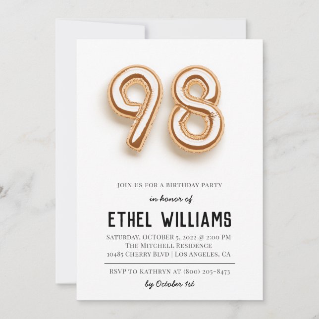 98th Birthday Party Invitation (Front)