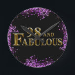 98th Birthday  Round Clock<br><div class="desc">Fabulous Happy Birthday Products!</div>