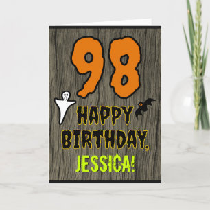 98th Birthday: Spooky Halloween Theme, Custom Name Card