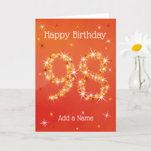 98th Birthday - Star Numbers - Red - Age 98 Card