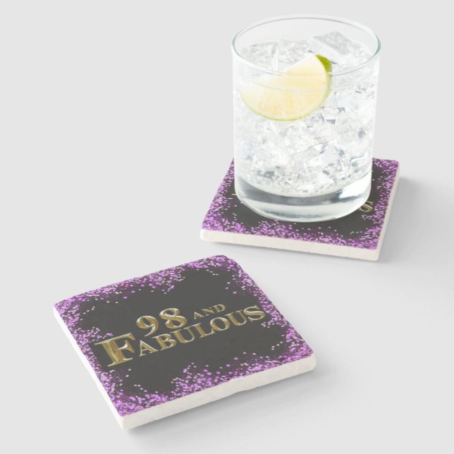 98th Birthday  Stone Coaster (Side)