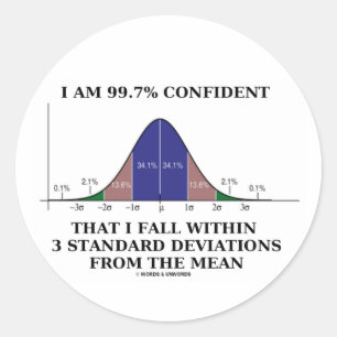 99.7% Confident Within 3 Standard Deviations Mean Classic Round Sticker