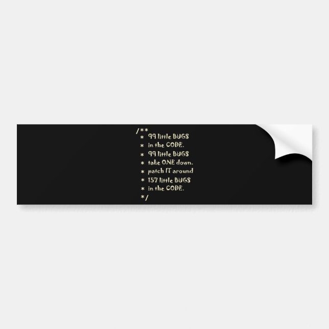 99 Bugs In  Code Software Funny Engineer Tester Bumper Sticker (Front)