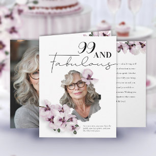 99 & Fabulous Orchid Photo Birthday Greeting Card