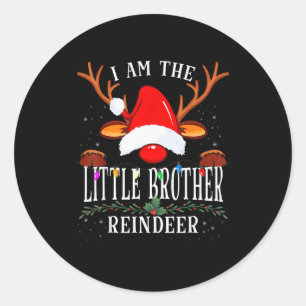99 I Am The Little Brother Reindeer Christmas Fami Classic Round Sticker