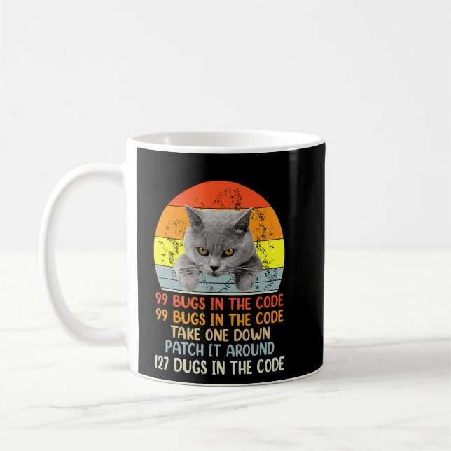 99 Little Bugs In The Code Cat  Coffee Mug (Left)