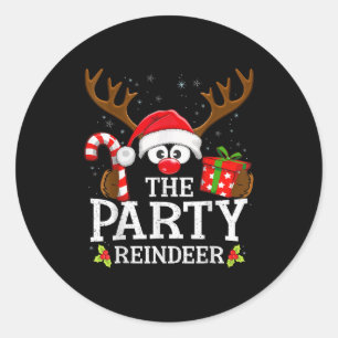99 Matching Christmas Reindeer Squad Christmas Mat Classic Round Sticker