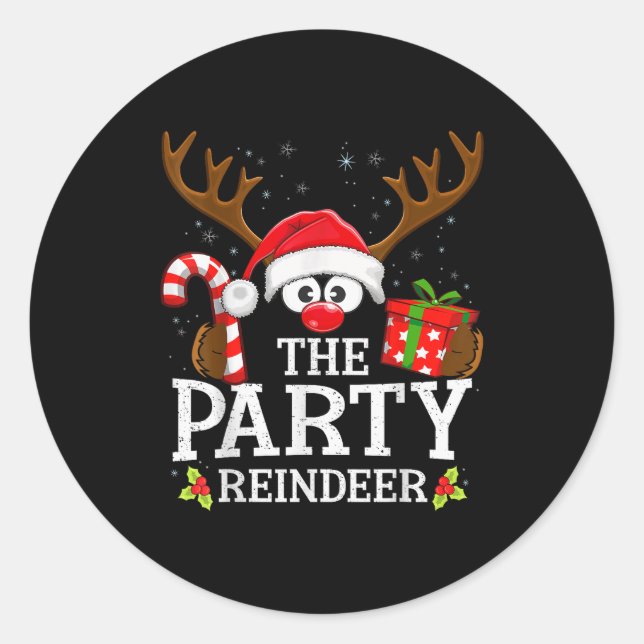99 Matching Christmas Reindeer Squad Christmas Mat Classic Round Sticker (Front)