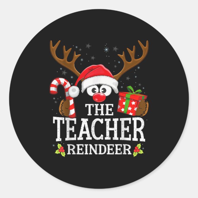 99 Matching Christmas Reindeer Squad Uni-adults Ch Classic Round Sticker (Front)