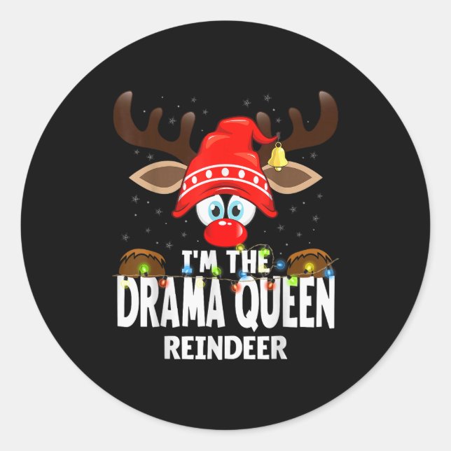 99 Matching Christmas Reindeer - Uni Adult, Black, Classic Round Sticker (Front)