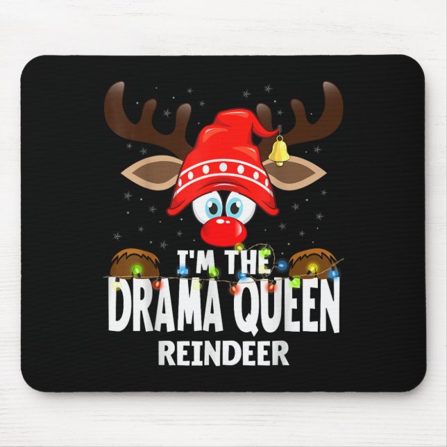 99 Matching Christmas Reindeer - Uni Adult, Black, Mouse Pad (Front)