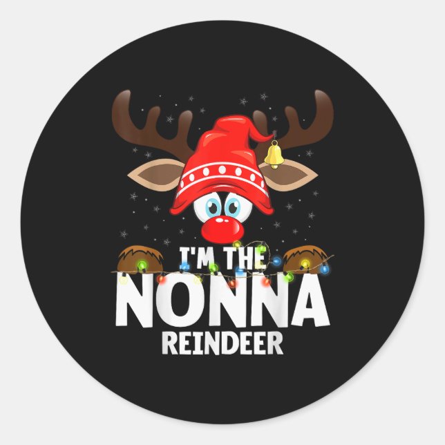 99 Matching Christmas Reindeer - Uni-adults, Black Classic Round Sticker (Front)