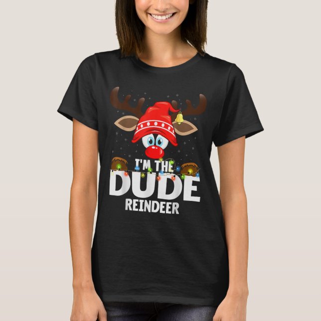 99 Matching Christmas Reindeer - Uni-adults, Black T-Shirt (Front)