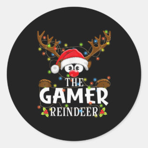 99 Matching Christmas The Gamer Reindeer Pajama  Classic Round Sticker