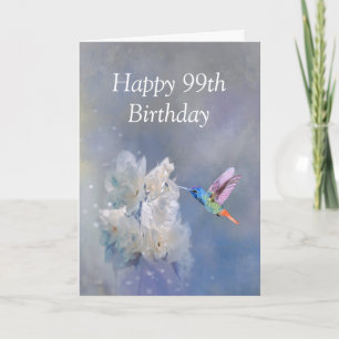 99 Milestone Birthday Garden Hummingbird Flowers  Card