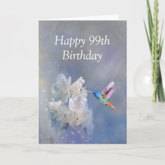 99 Milestone Birthday Garden Hummingbird Flowers Card