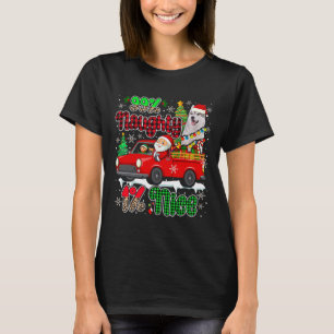 99 Naughty 1 Nice xmass Santa Husky On Pickup Truc T-Shirt
