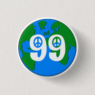 99% Peace Earth retro pin/button 3 Cm Round Badge