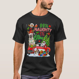 99 Percent Naughty 1 Nice Reindeer Cat With Santa T-Shirt