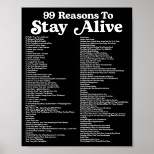 99 Reasons To Stay Alive Mental Health Cute Poster