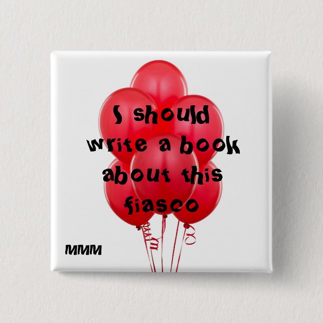 99 red balloons 15 cm square badge (Front)