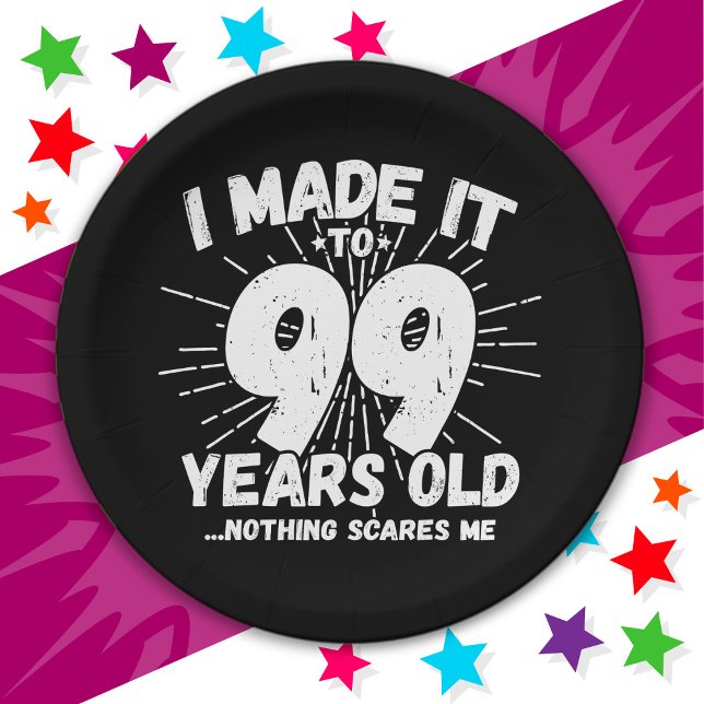 99 Year Old Sarcastic Meme Funny 99th Birthday Paper Plate (Creator Uploaded)