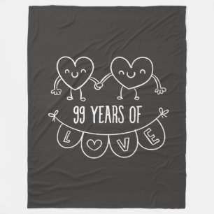 99th Anniversary Gift Chalk Hearts Fleece Blanket