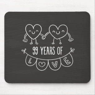 99th Anniversary Gift Chalk Hearts Mouse Pad