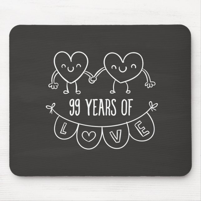 99th Anniversary Gift Chalk Hearts Mouse Pad (Front)