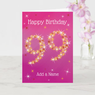 99th Birthday - 99 in Stars - Pink - Age 99 Card