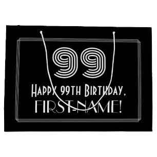 99th Birthday — Art Deco Inspired Look "99" & Na Large Gift Bag