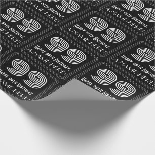 99th Birthday: Art Deco Inspired Look "99" w/ Name Wrapping Paper