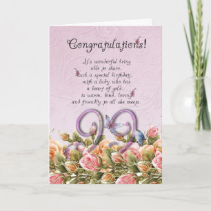 99th birthday card with butterflies and roses - co