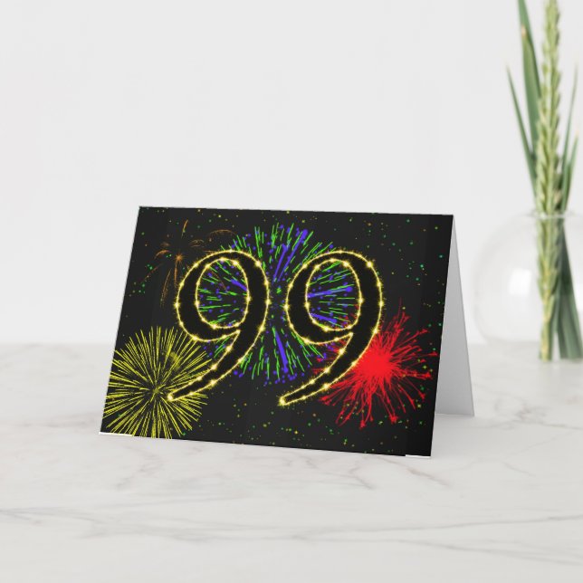 99th  Birthday card with fireworks (Front)