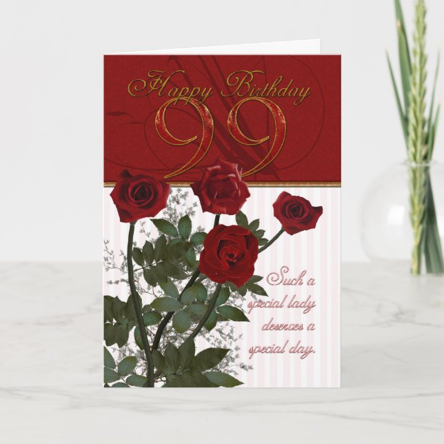 99th Birthday Card With Roses (Front)
