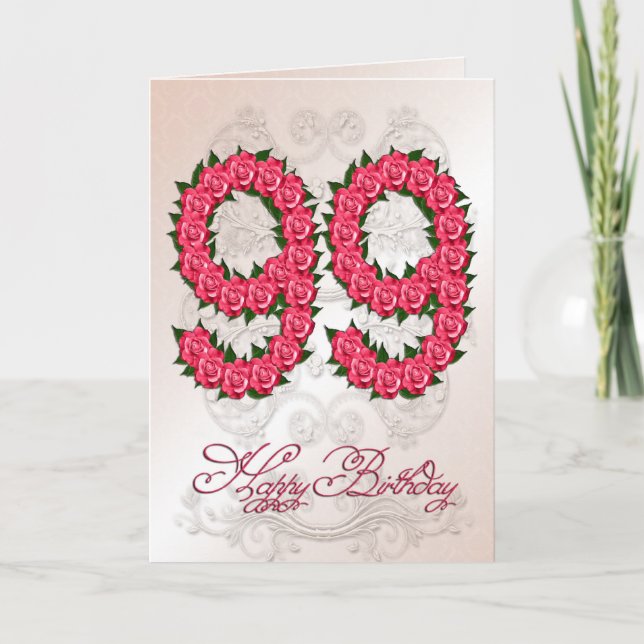99th birthday card with roses and leaves (Front)