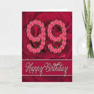 99th birthday card with roses and leaves