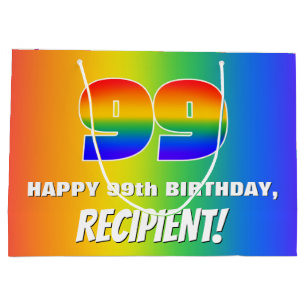 99th Birthday: Colourful, Fun Rainbow Pattern # 99 Large Gift Bag