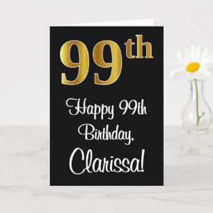 99th Birthday ~ Elegant Luxurious Faux Gold Look # Card