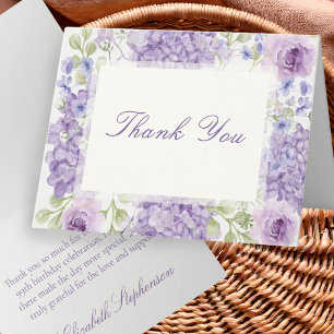 99th Birthday Elegant Purple Floral Thank You Note Card