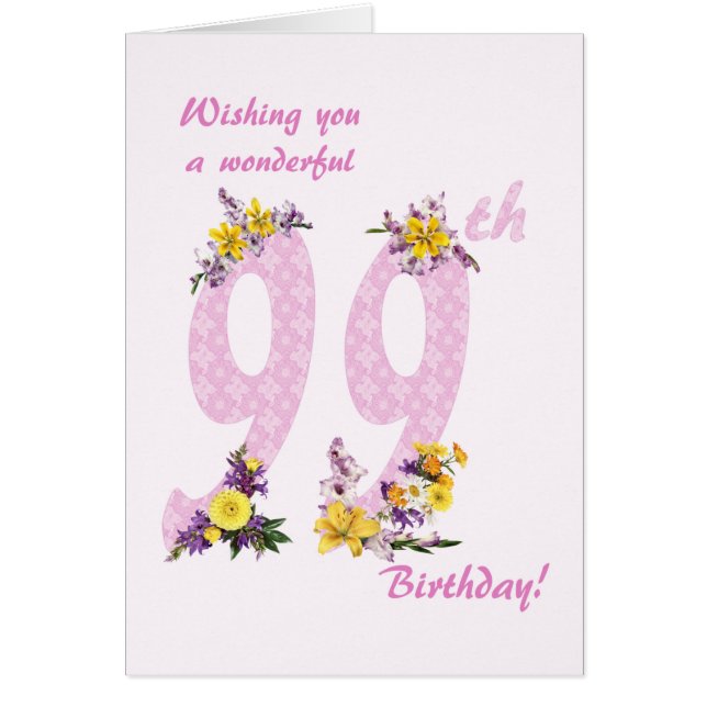 99th Birthday Flower Decorated Numbers (Front)