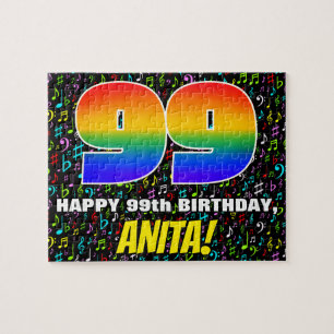 99th Birthday — Fun, Colourful Music Symbols & “99 Jigsaw Puzzle