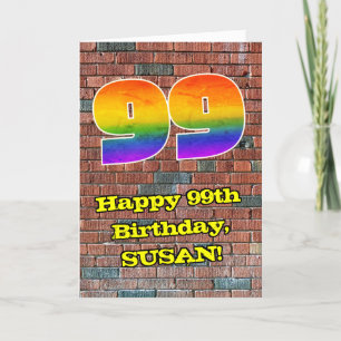 99th Birthday: Fun Graffiti-Inspired Rainbow 99 Card